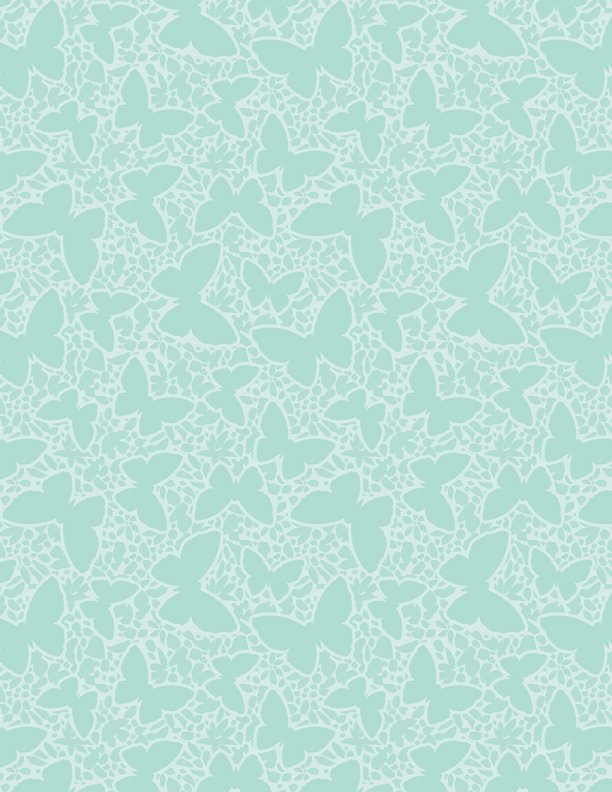 Winged Whisper Teal Tonal Butterflies
