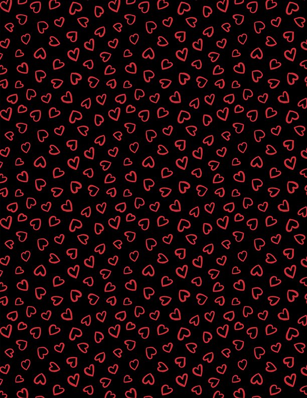 Happy Hearts Red Hearts on Black