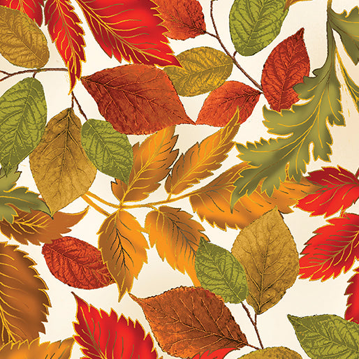 Falling Leaves Flannel Cream