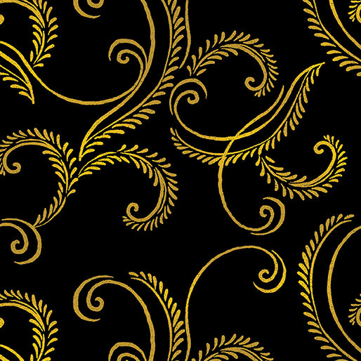 Harvest Scroll Flannel Black