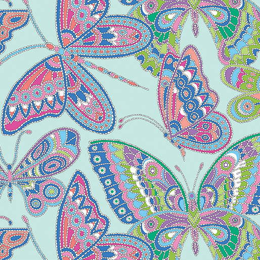 Blooming Butterflies Aqua