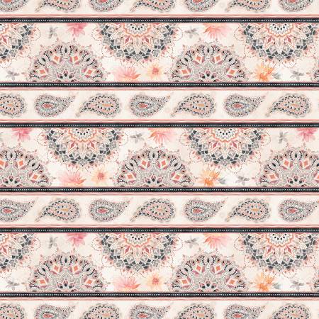 Paisley Place Multi Paisley Repeating Stripe