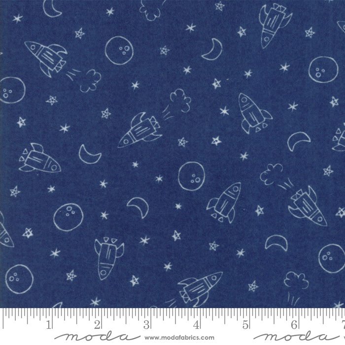 Soft Sweet Navy space ship flannel
