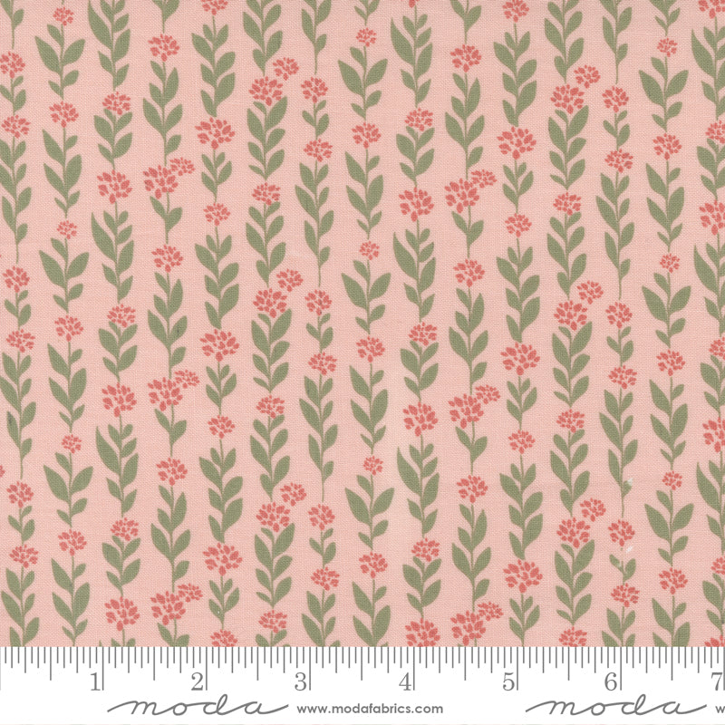 Country Rose Pale Pink Flower Stripe
