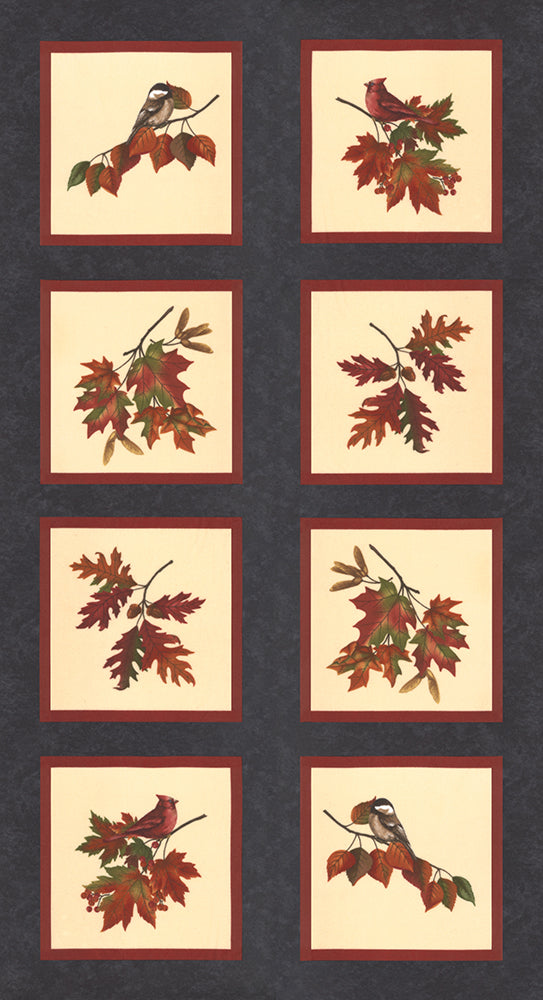 Fall Melody Flannel Panel Black 24" x 44"