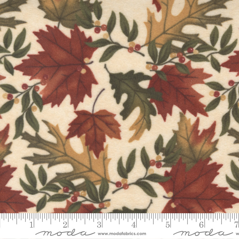 Fall Melody Flannel Cream Lg Leaf