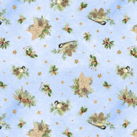 Let it Snow-man! Birds & Pine Toss Light Blue