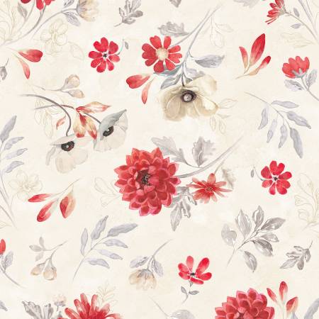 Scarlet Dreams Large Floral Toss Cream