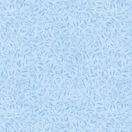 Country Blue Tonal Leaves Light Blue