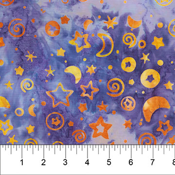 Midnight Magic Violet STARS AND MOONS Batik