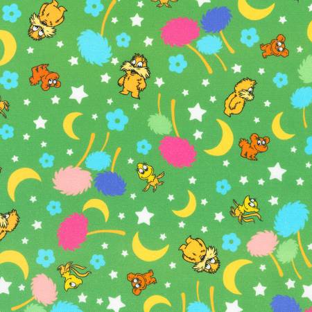 Little Seuss Stars Flowers Moons Lorax Green