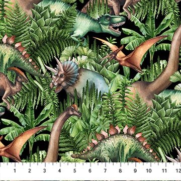 Paleo Tales Dino Jungle Black Multi