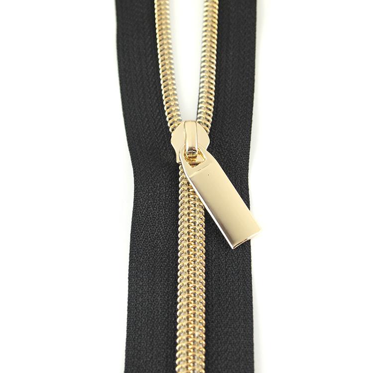 Zipper Black/Gold 9 Pulls/3yds ZBY5C12 Sallie Tomato#1