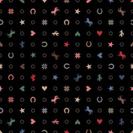 Quiltin' Cowgirls Black Mini Print