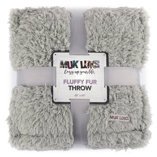 Muk Luks Fluffy Fur Throw 50" x 60" Grey