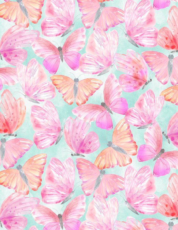 Winged Whisper Teal/Pink Packed Butterflies