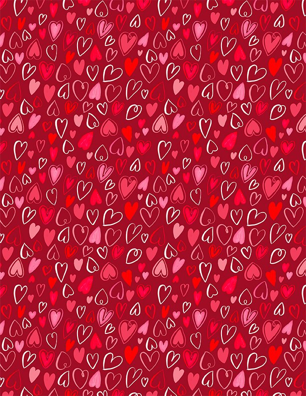 Happy Hearts Red Sketch Hearts