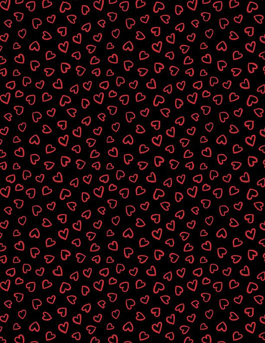 Happy Hearts Red Hearts on Black