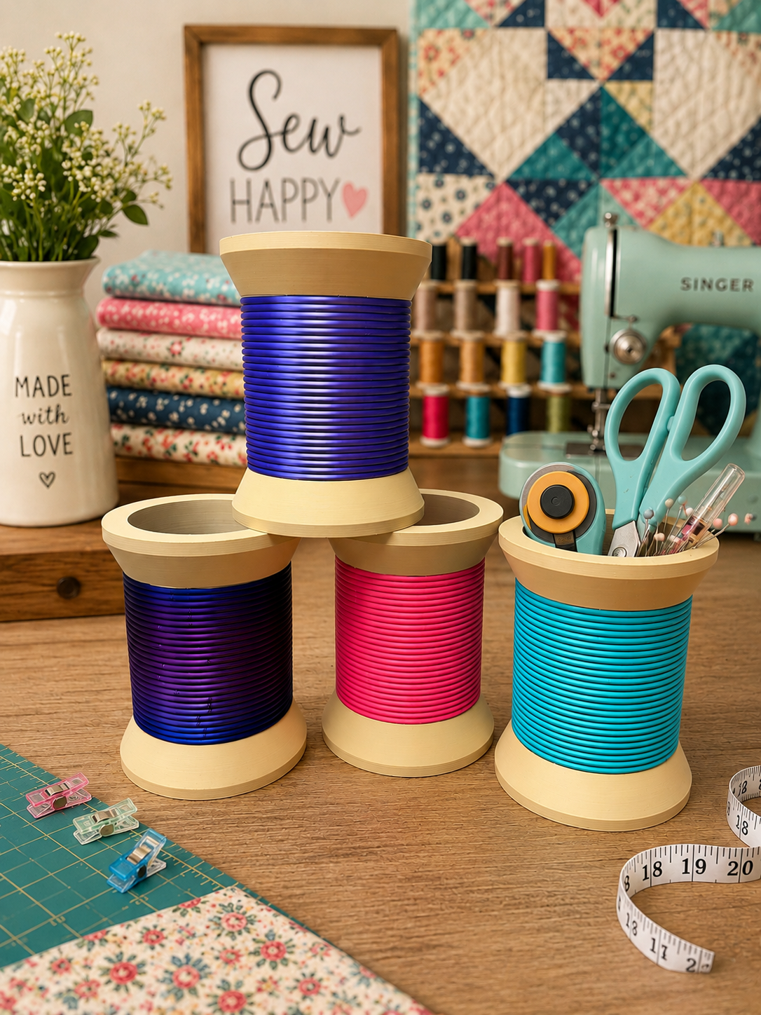 Thread Spool Plastic Container (Misc Colors)
