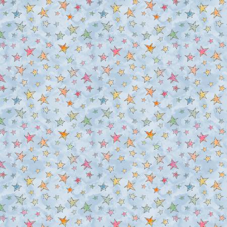 Sweet World Light Blue Stars Allover