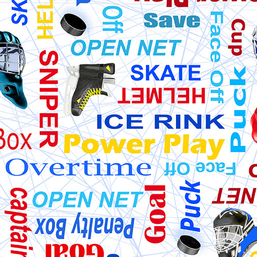 Hockey Words White