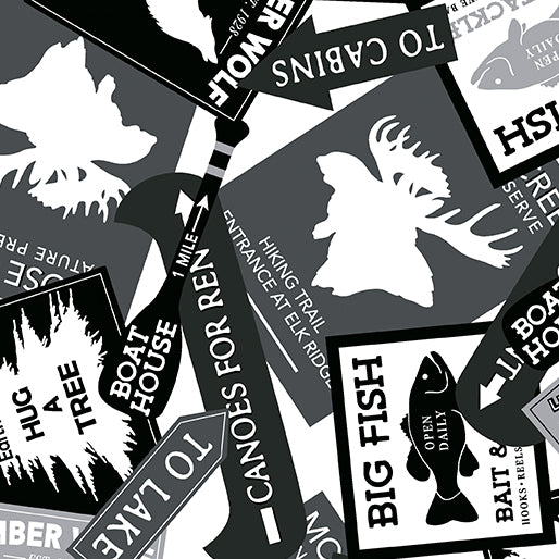 Great Outdoors Cabin Signs White