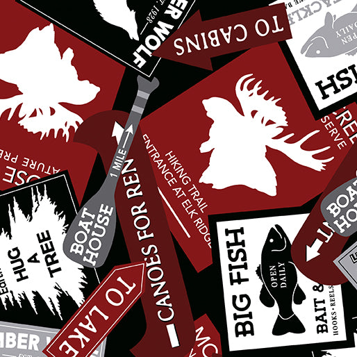 Great Outdoors Cabin Signs Red