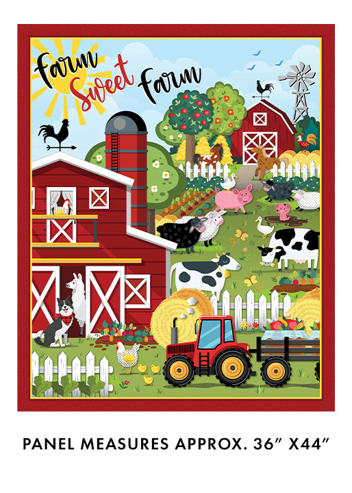 Barnyard Rules Sweet Farm Panel Multi Approx 36" x 44"