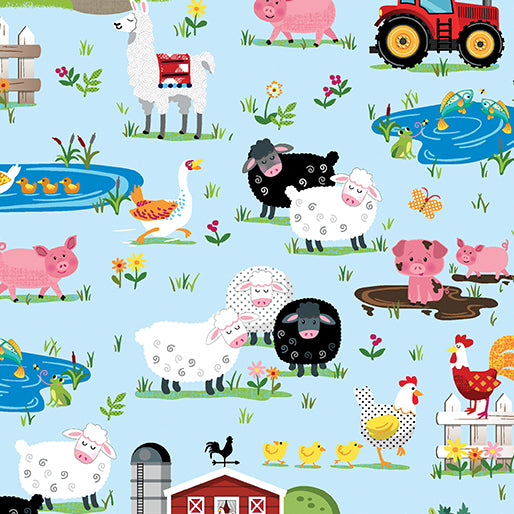 Barnyard Rules Farm Life Scenic Blue