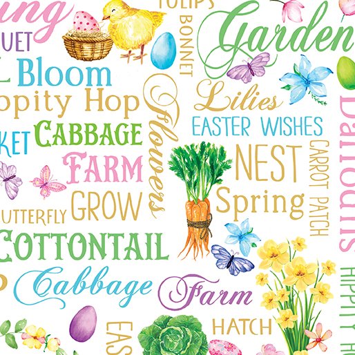 Cottontail Farms Springtime Words White