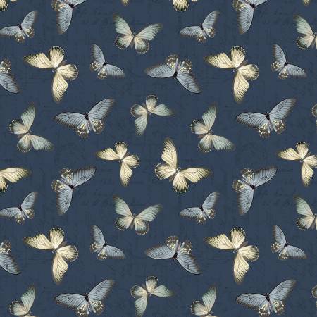 Garden Grace Navy Butterfly Toss