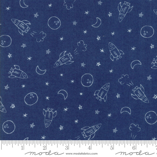 Soft Sweet Navy space ship flannel