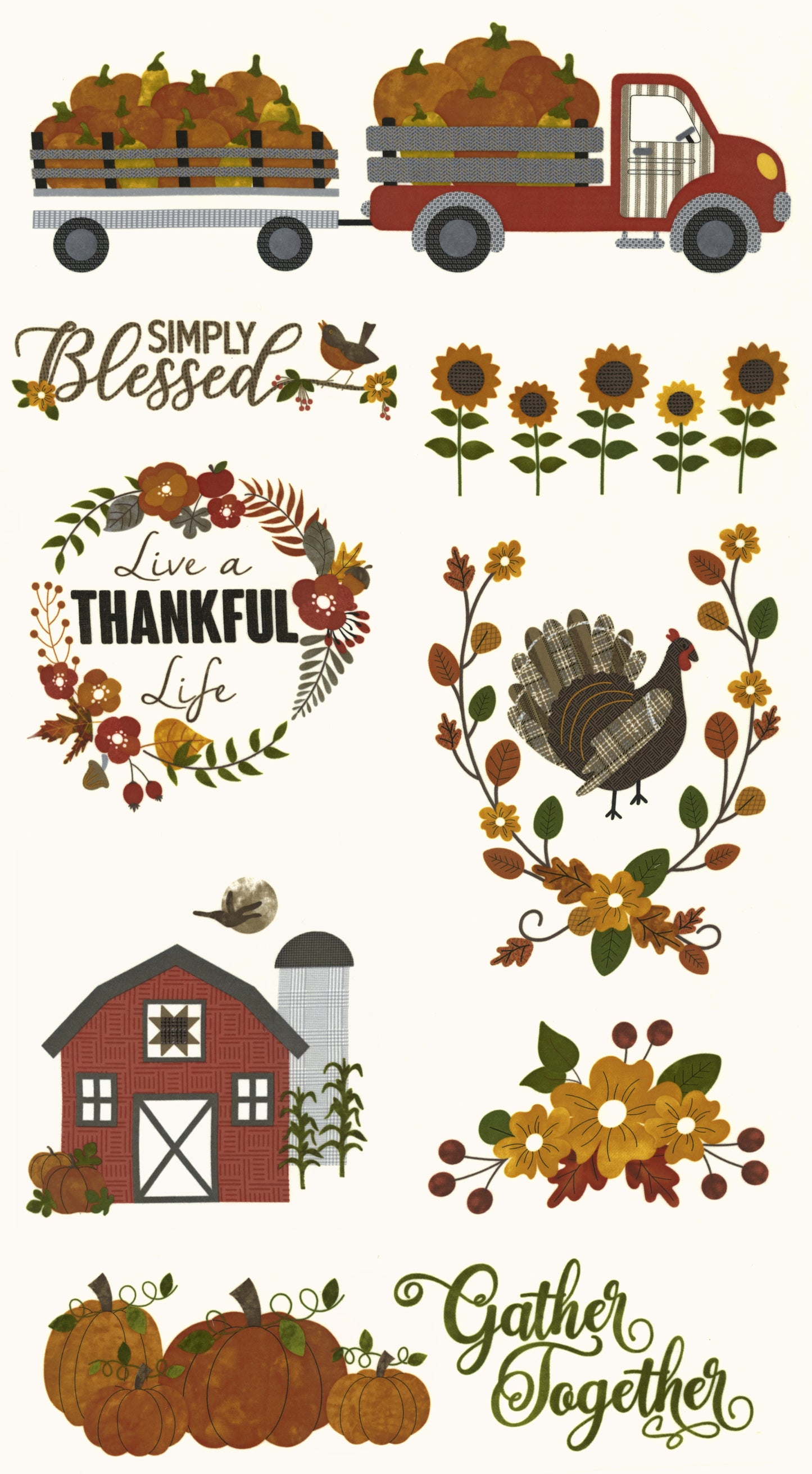 Autumn Gatherings Flannel Panel Multi PER PANEL