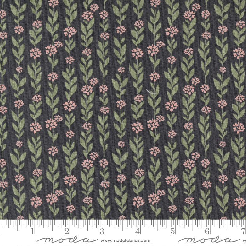 Country Rose Charcoal Flower Stripe