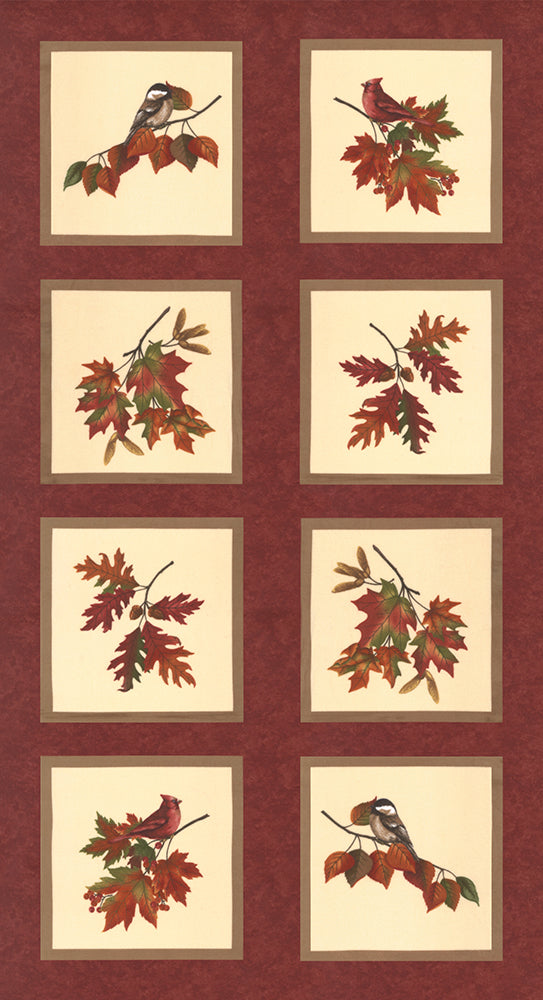 Fall Melody Flannel Panel Crimson 24" x 44"
