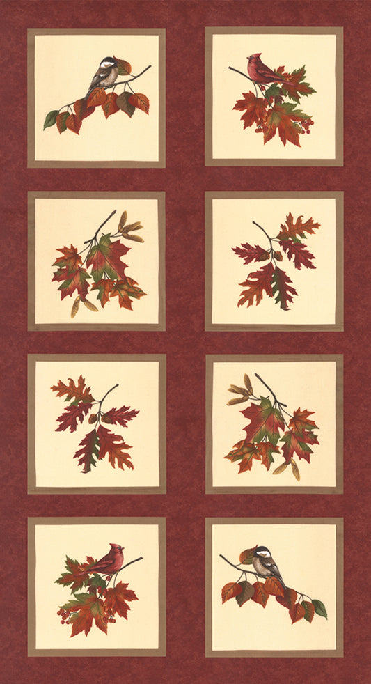 Fall Melody Flannel Panel Crimson 24" x 44"