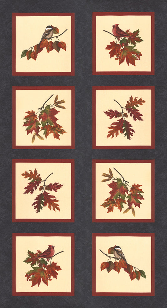 Fall Melody Flannel Panel Black 24" x 44"