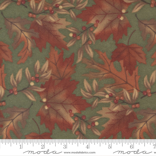 Fall Melody Flannel Olive Lg Leaf