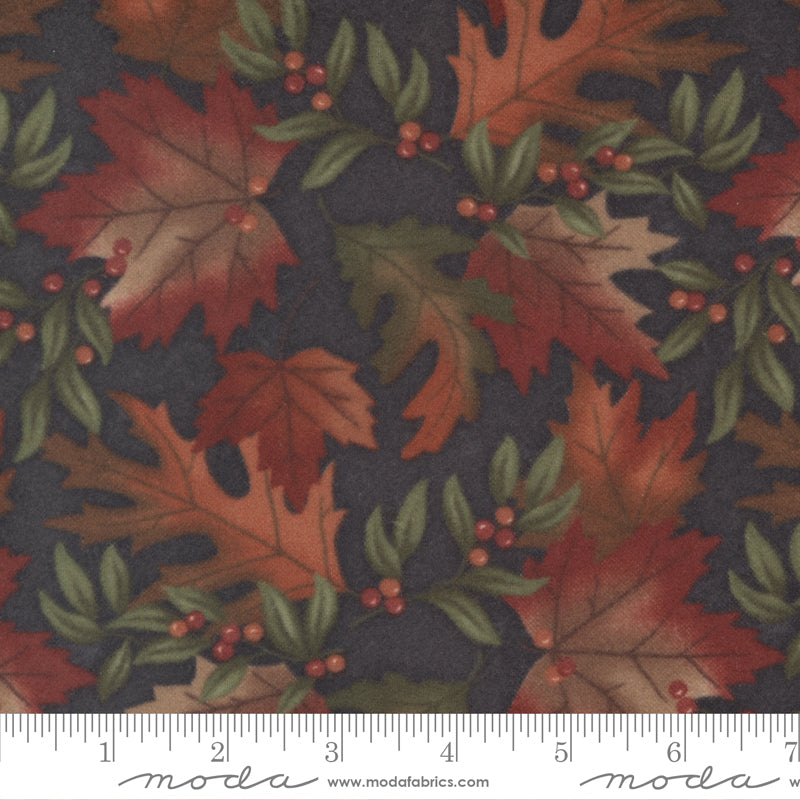 Fall Melody Flannel Black Lg Leaf