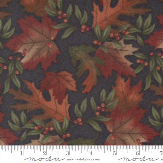 Fall Melody Flannel Black Lg Leaf