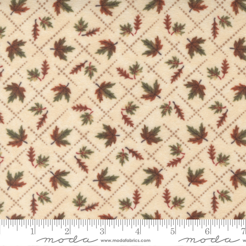 Fall Melody Flannel Cream Crosshatch Leaf
