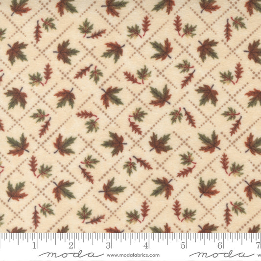 Fall Melody Flannel Cream Crosshatch Leaf