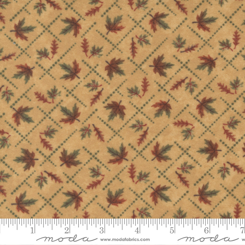 Fall Melody Flannel Golden Crosshatch Leaf