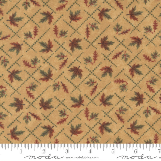 Fall Melody Flannel Golden Crosshatch Leaf