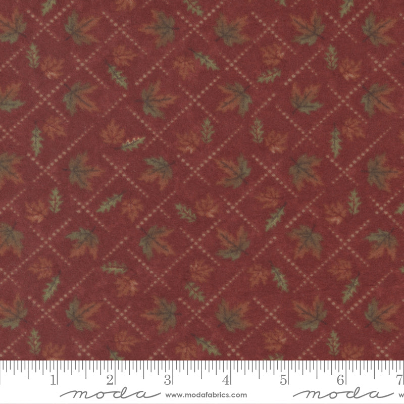 Fall Melody Flannel Crimson Crosshatch Leaf