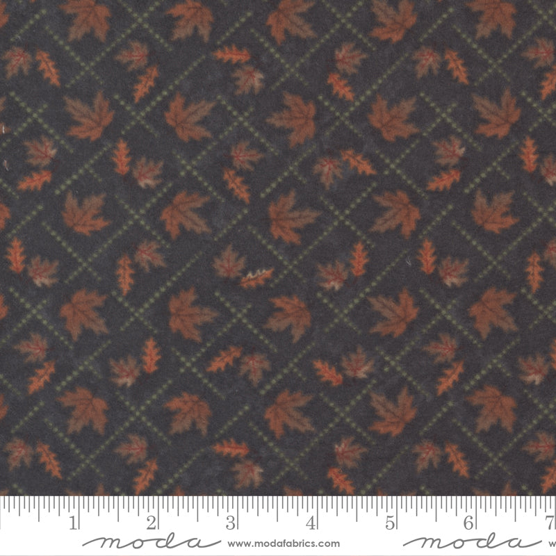 Fall Melody Flannel Black Crosshatch Leaf