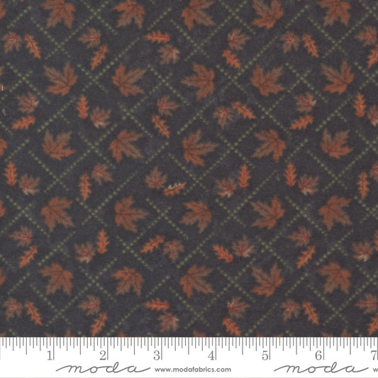 Fall Melody Flannel Black Crosshatch Leaf