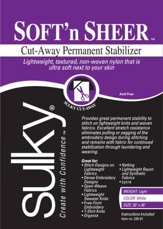 Cut Away Soft N Sheer Stabilizer White 20in x 1yd