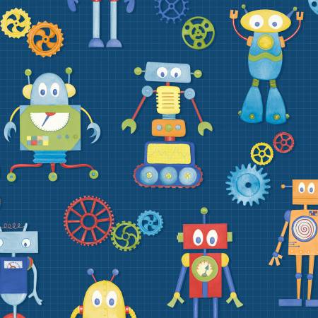 Alpha-bots Navy Robots Allover