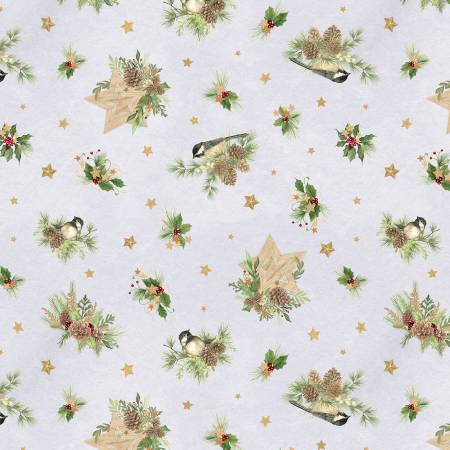 Let it Snow-man! Birds & Pine Toss Gray